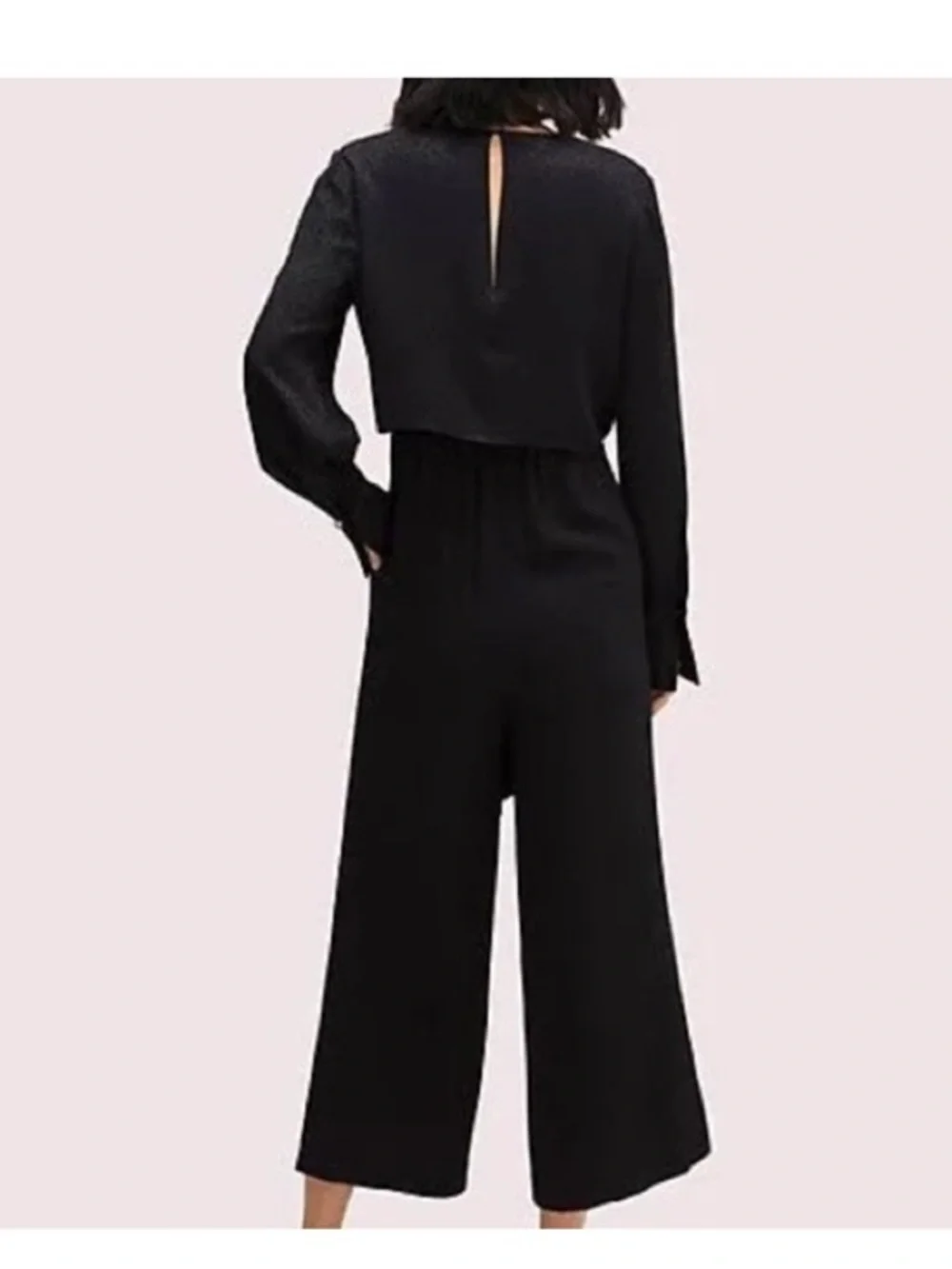kate spade Black tie front jumpsuit  Long-Sleeve Tie-Waist Wide-Leg Jumpsuit 2